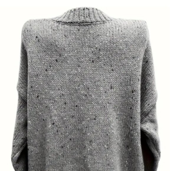 1XL(14) Women's Plus Heathered Long Sleeve Round Neck High Stretch Sweater - Picture 3 of 4